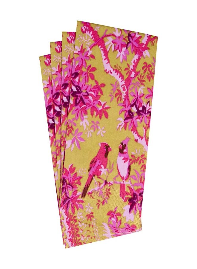 Caspari Scenic Songbirds Rose & Gold Guest Towel Napkins - 15 Per Package - Image 2